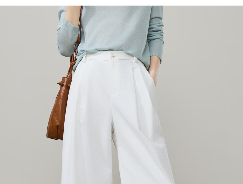 ESE-Y Wrinkle-Resistant Titanium Cotton Nine-Point Straight Wide-Leg Pants for Women 2026 Spring New Draped Casual Pants Navy Blue 27 23