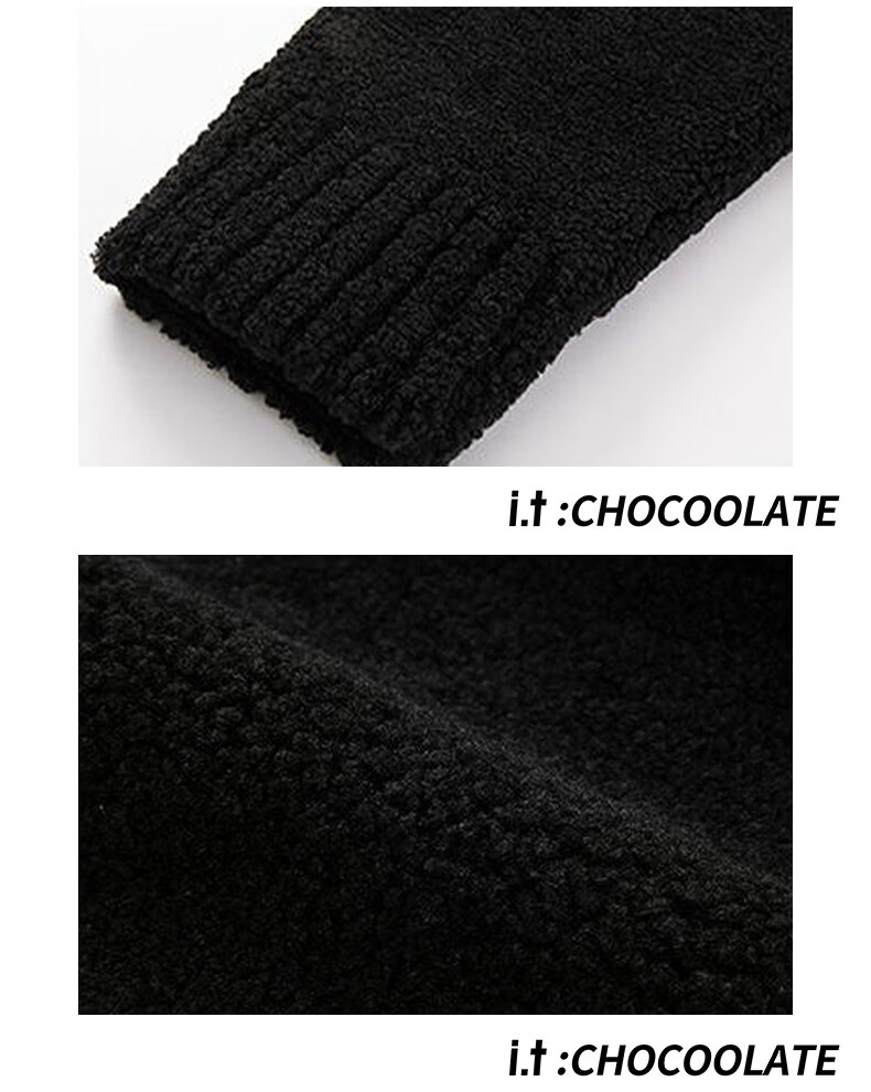 :CHOCOOLATE IT Dyed Lamb Wool Collar Shearling Coat Autumn Winter Women's Black Eco-friendly Fur Black M 8