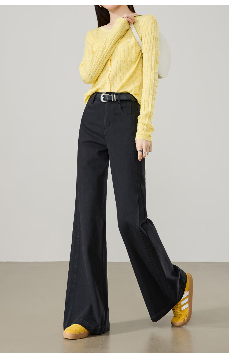 ESE-Y Golden Ratio Flared Jeans for Women 26 Spring New Slim Fit Stretch Cotton Flared Pants Black 25 29