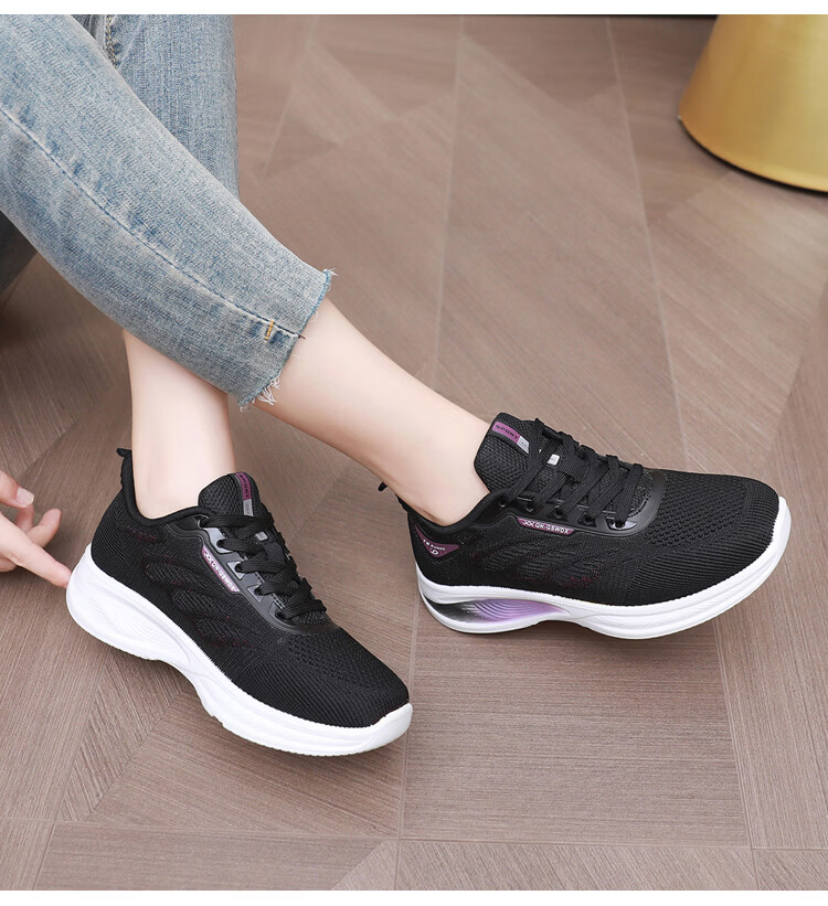 BURUIJING Spring Autumn Old Beijing Cloth Shoes Women Sneakers Mom Casual Shoes 78810 Black 37 16