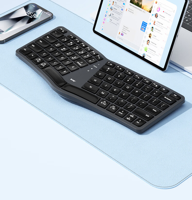 B.O.W Hangshi HD428CL Tri-mode Ergonomic Keyboard Wireless Bluetooth Wired Rechargeable Compatible with Huawei Laptop iPad Tablet Female Office 86 Keys Orange White 2
