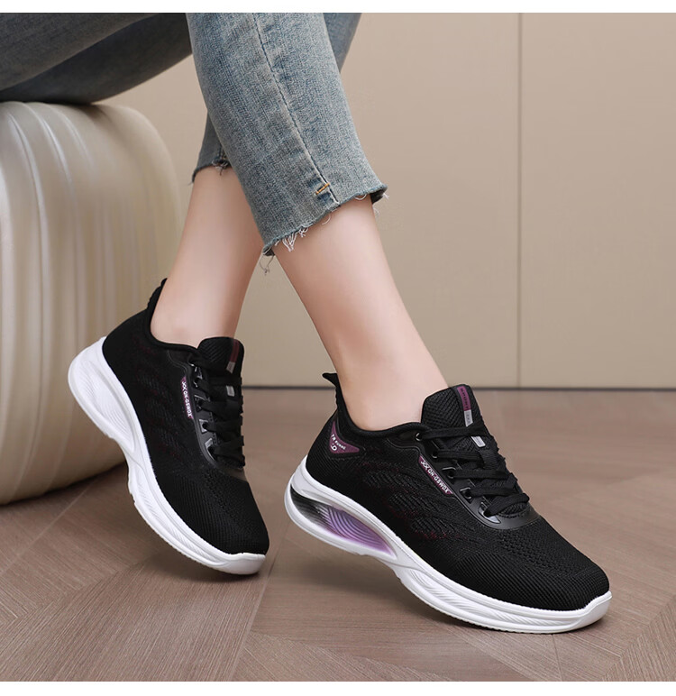BURUIJING Spring Autumn Old Beijing Cloth Shoes Women Sneakers Mom Casual Shoes 78810 Black 37 14