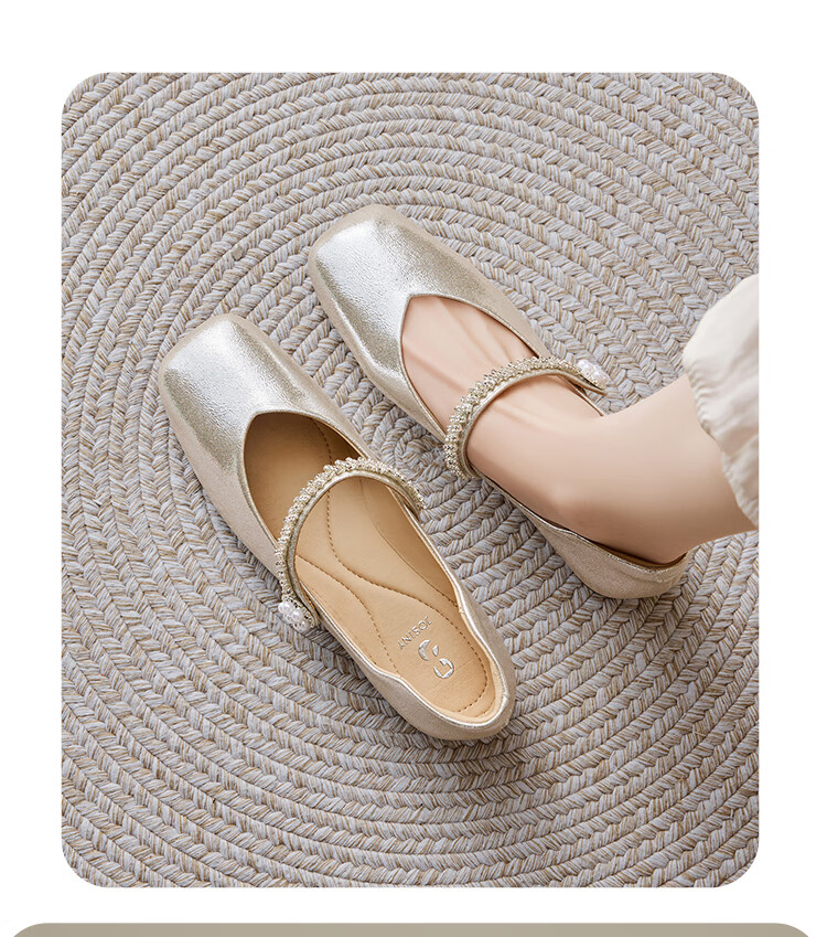 Zhuoshini Dress Single Shoes 2026 New Spring Autumn Qipao French Mary Jane Women's Flat Low Heel Leather Shoes Light Gold 38 12