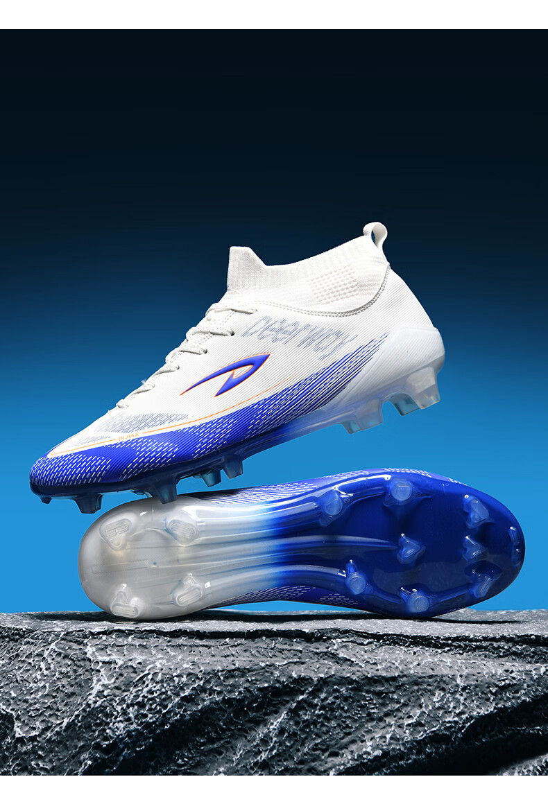Delhui Men's AG Soccer Shoes High-Top Adult Large Size Youth Teen Student Professional Training Match Shoes 12