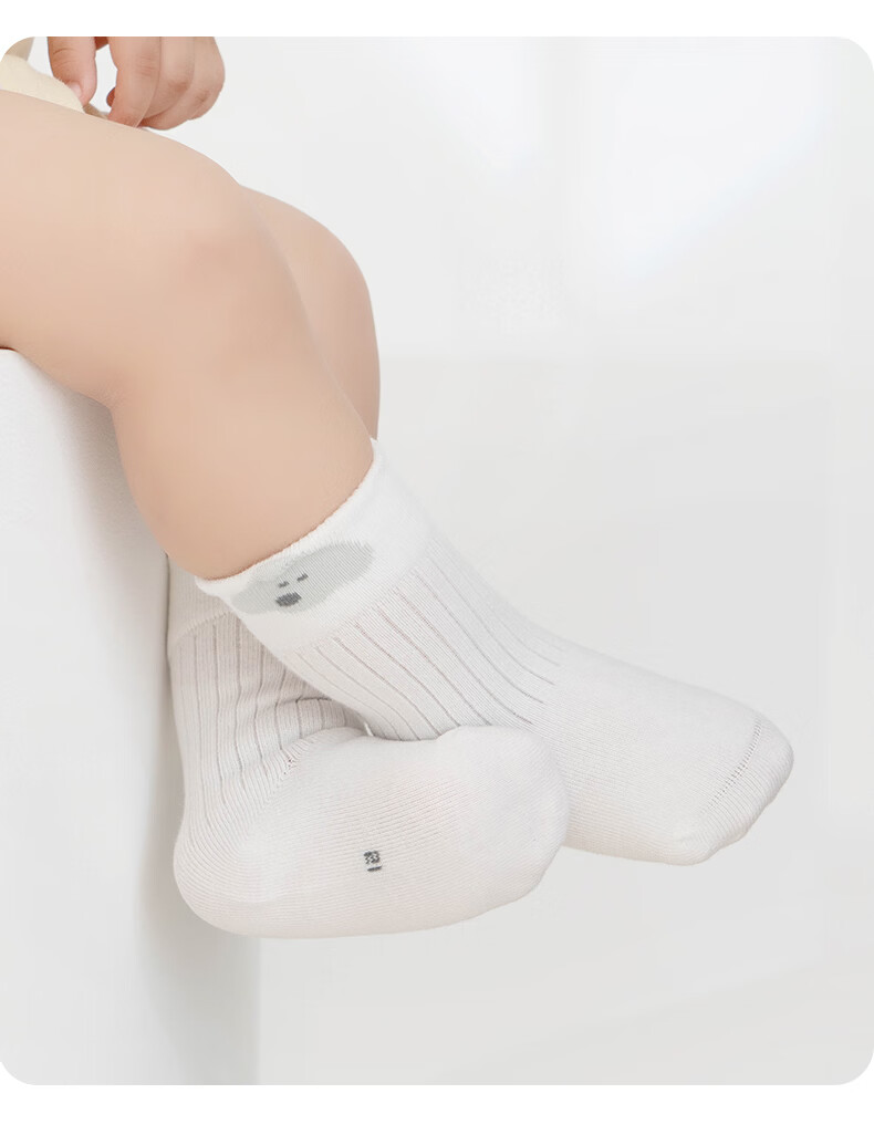 Baby Growth Socks Spring and Autumn Thin Breathable Seamless Newborn A-Class Antibacterial Soft Cuff Non-Restrictive Mid-Calf Cotton Socks 2