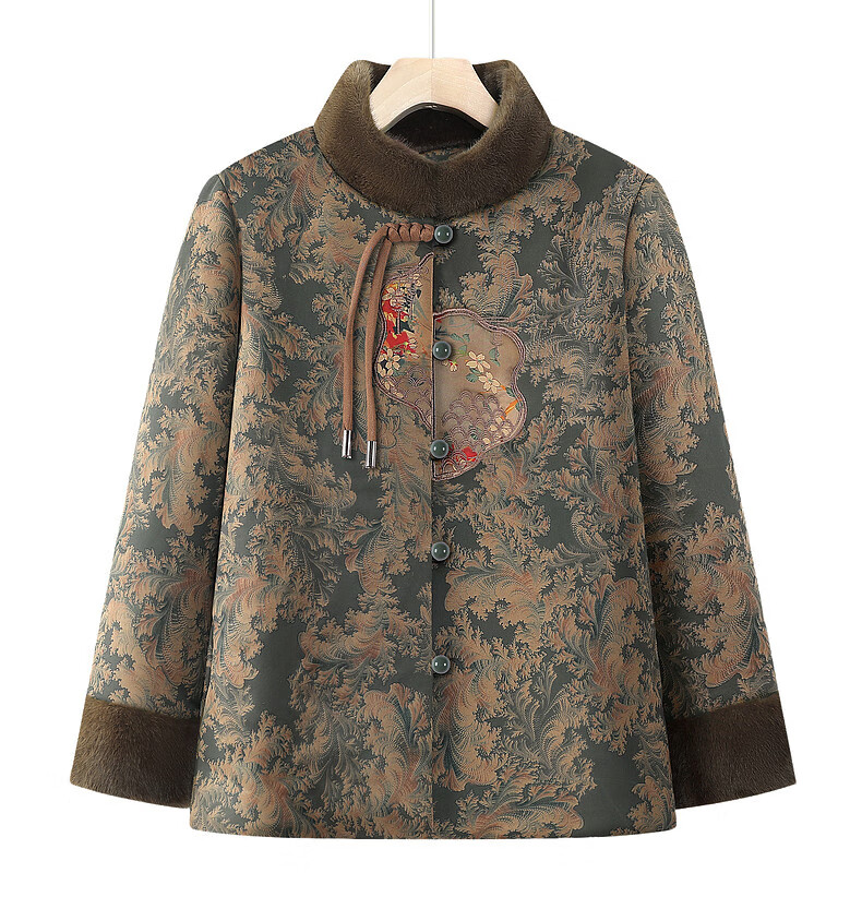 Fengxiao Mama Winter Coat Elderly Cotton-padded Jacket for Women 70-80 Years Old Mid-Aged and Senior Autumn Winter Thickened Fleece Lined Stylish Clothing 8