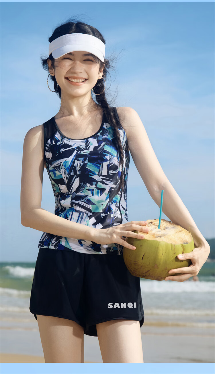 Sanqi Conservative Two-Piece Swimsuit for Women Sleeveless Tankini and Boyshorts Plus Size 2XL Slimming Swimwear for Hot Springs and Vacation 13