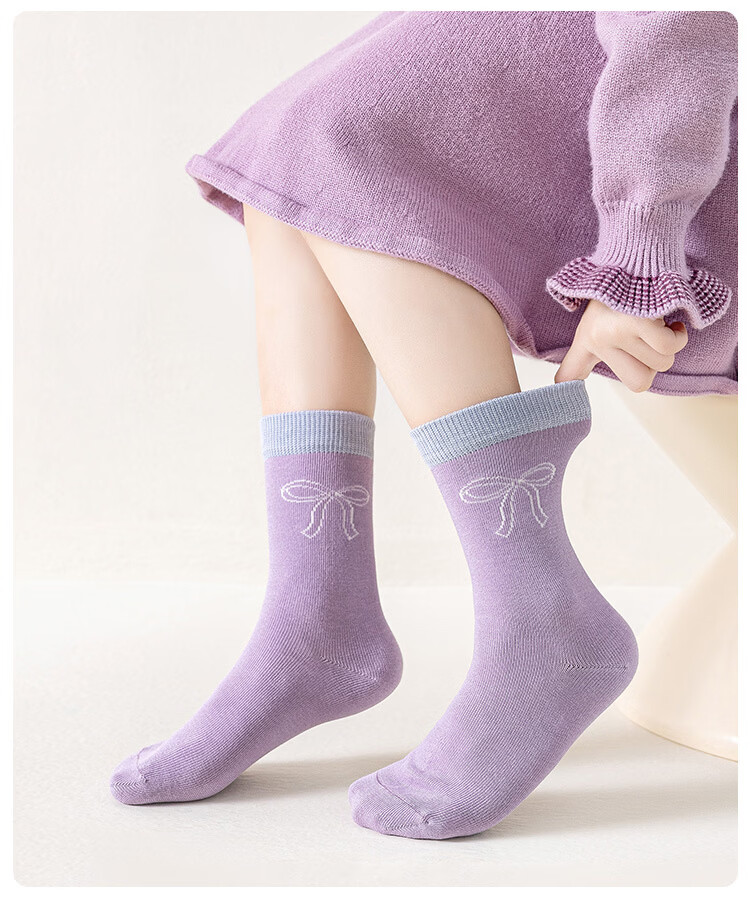 Little Pig Banner Bowknot Bunny Girls Socks Autumn Winter Sweet Xinjiang Long Staple Cotton Seamless Soft High Elastic Baby Cotton Socks 6