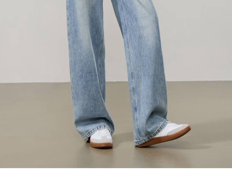 ESE-Y Women's Wide Straight Jeans 26 Spring New Colorfast Cotton Stretch Wide-Leg Pants Denim Blue 27 33