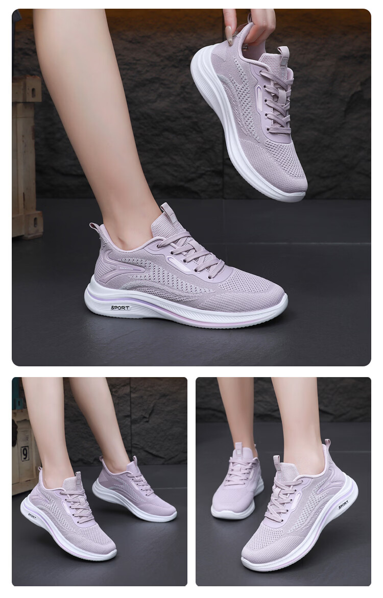 BURUIJING Women's Breathable Mom Sports Casual Shoes Non-slip Old Beijing Cloth Shoes 61129 Pink Size 40 11