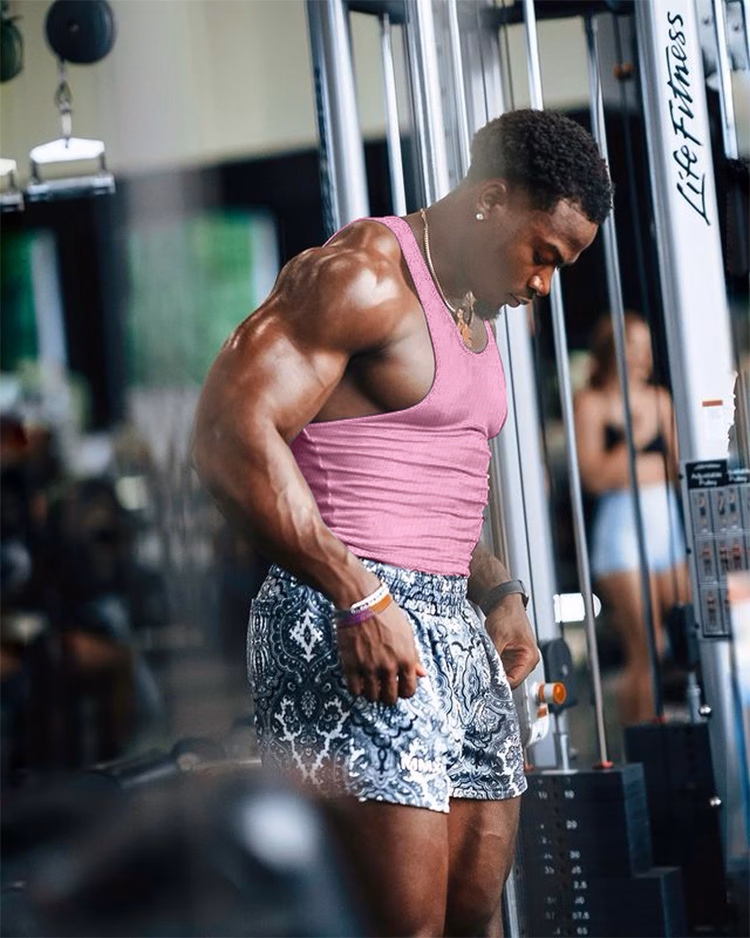 Men's Vest 2026 New Spring And Summer Fitness High Elastic Thread I-shaped Vest Men's Slim-fitting Quick-drying Breathable Sleeveless, Pink 3XL_viptrois.com