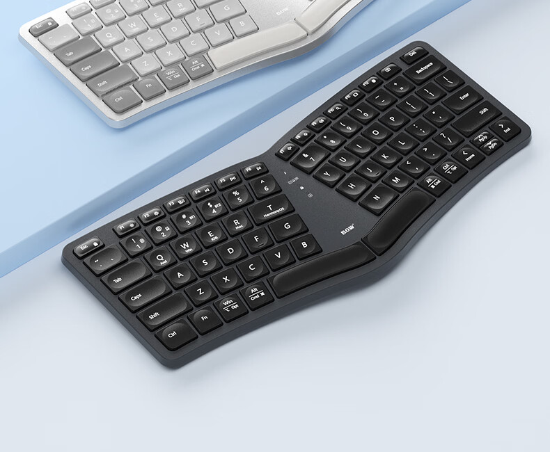 B.O.W Hangshi HD428CL Tri-mode Ergonomic Keyboard Wireless Bluetooth Wired Rechargeable Compatible with Huawei Laptop iPad Tablet Female Office 86 Keys Orange White 4