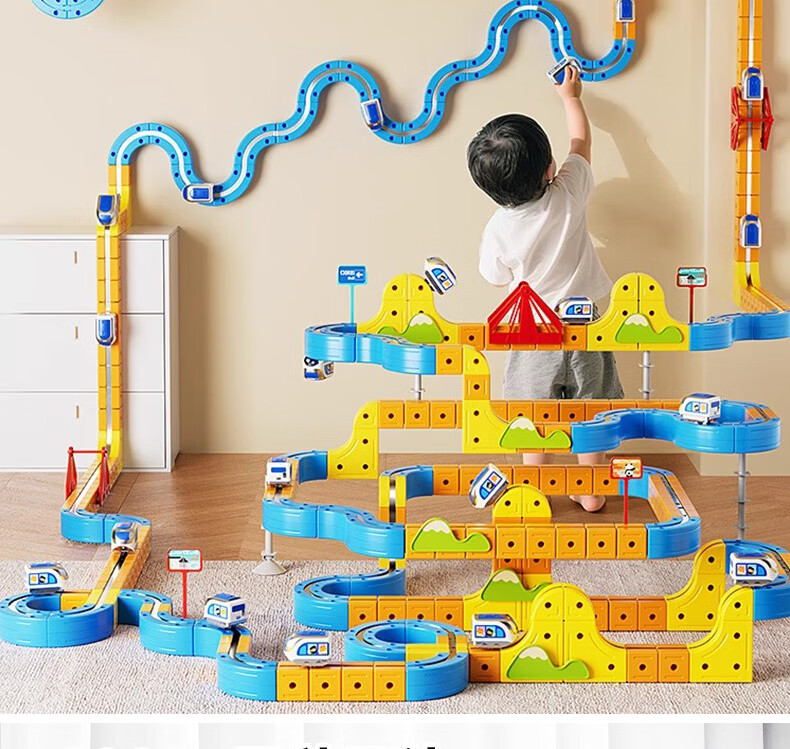 SHANGYUN Children's Toy Car for Boys, Anti-Gravity Track Roller Coaster, Educational Assembly DIY Train, Birthday Gift for Ages 3-6, 10 13