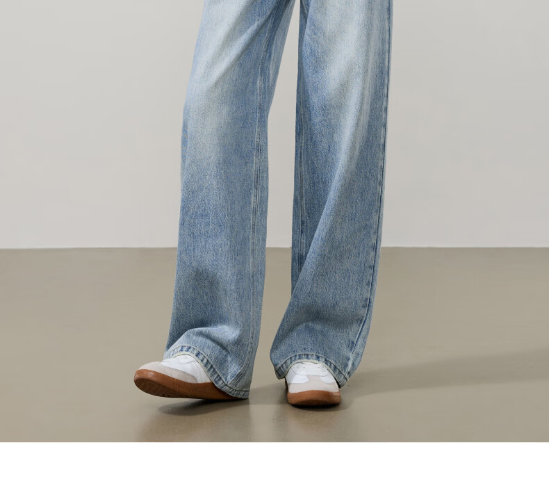 ESE-Y Women's Wide Straight Jeans 26 Spring New Colorfast Cotton Stretch Wide-Leg Pants Denim Blue 27 35