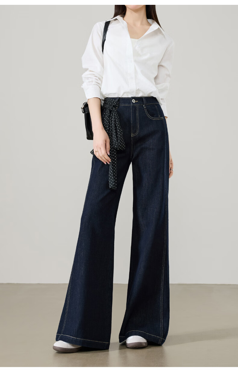ESE-Y Golden Ratio Flared Jeans for Women 26 Spring New Slim Fit Stretch Cotton Flared Pants Black 25 23