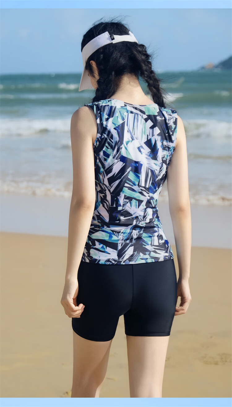 Sanqi Two-Piece Women's Sports Conservative Square-Leg Professional Training Swimsuit Large Size 2XL 15