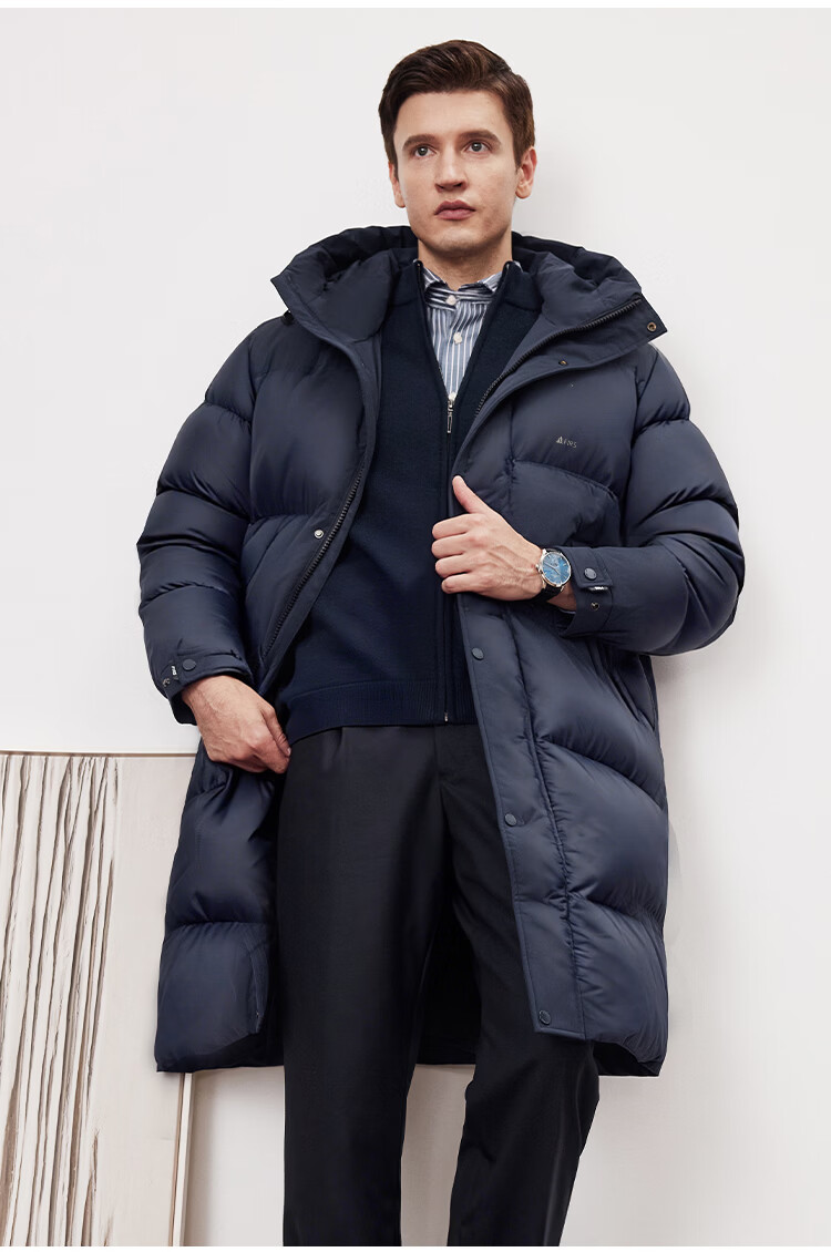 Shanshan Long Goose Down Winter Men's Down Jacket Double Warmth Three-Proof Hooded Windproof Temperature Lock Long Thickened 14
