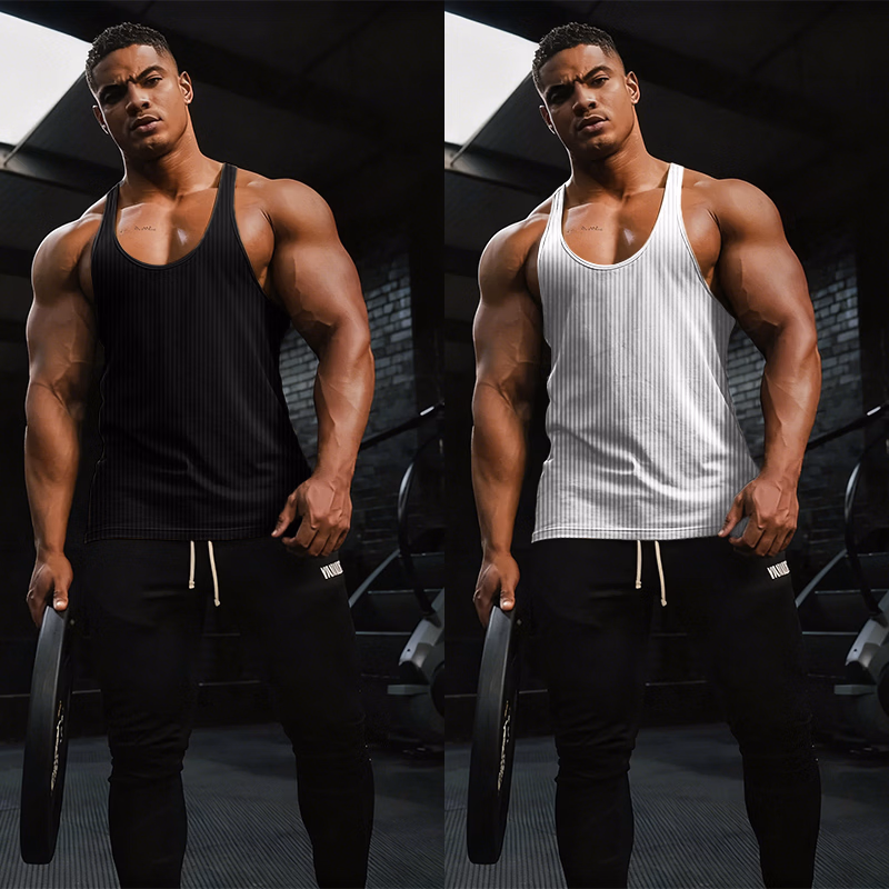 American Fitness Men's Fitness Summer Vest Basketball Sports Show Muscle Loose Breathable Sleeveless Bottom Shirt_viptrois.com