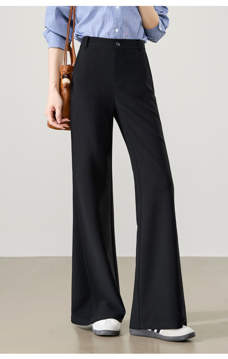 ESE-Y Women's Spring 2026 Slim Fit Stretch Office Flared Trousers Black Size 28 9