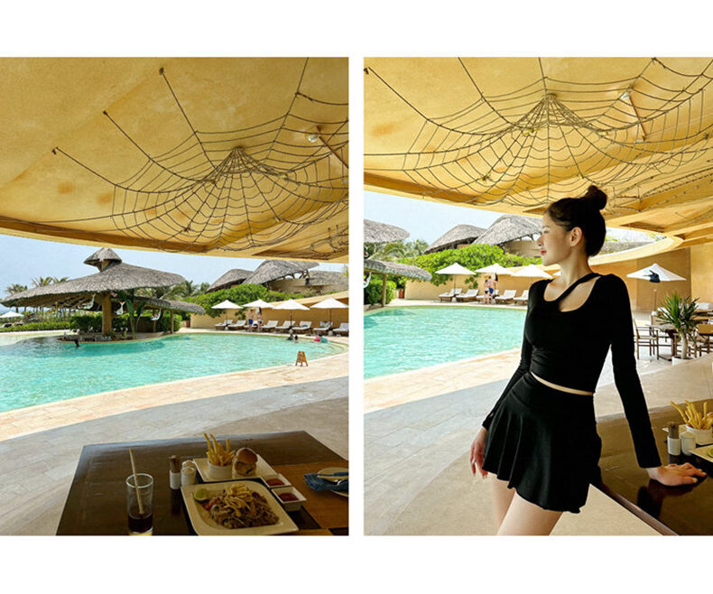 DK Women's New Sexy One-Piece Swimsuit Small Bust Conservative Tummy Control Slimming Korean Hot Spring Swimwear Island Travel L 18