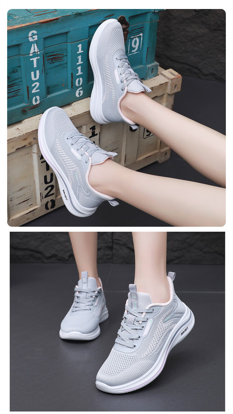 BURUIJING Women's Breathable Mom Sports Casual Shoes Non-slip Old Beijing Cloth Shoes 61129 Pink Size 40 17