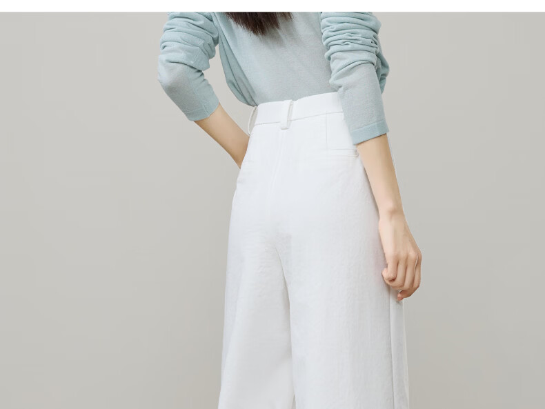 ESE-Y Wrinkle-Resistant Titanium Cotton Nine-Point Straight Wide-Leg Pants for Women 2026 Spring New Draped Casual Pants Navy Blue 27 24