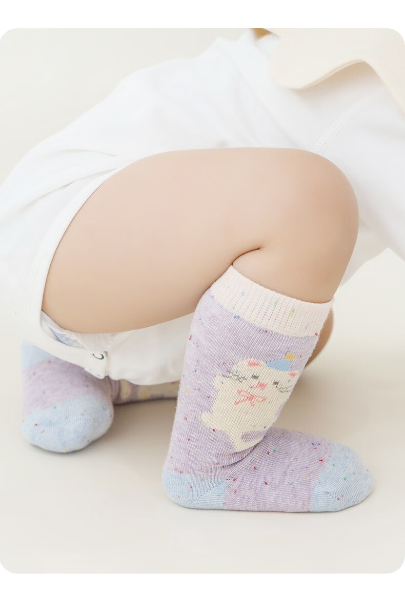 Growth Baby Socks Spring Autumn Seamless Cotton Newborn Princess Style Girls A-Class Loose Top Non-Binding Mid-Calf Socks for One Year Old 4