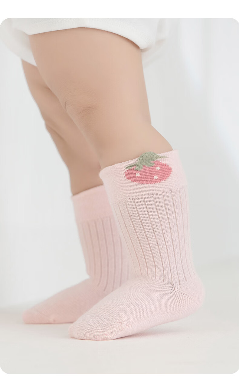 Baby Girl Growth Socks Spring and Autumn Thin Breathable Seamless A-Class Mid-Calf Soft Cuff Non-Restrictive for 1-Year-Old Infants 8