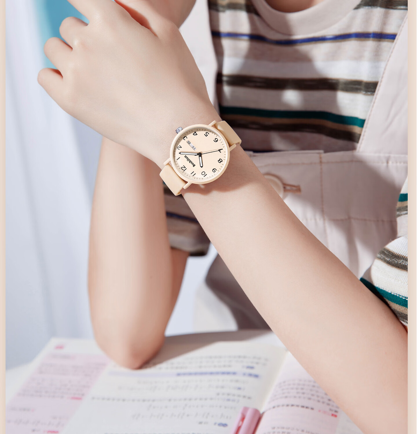 Bausch & Lomb Women's Student Watch Silent Quartz Sports Time-Only for High School Exam 19