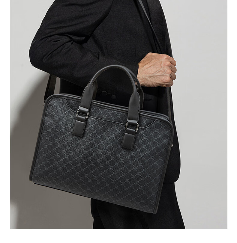 Lao Ren Tou Men's Briefcase Business Handbag Office Travel Shoulder Crossbody 13-inch Laptop Bag Birthday Gift 10