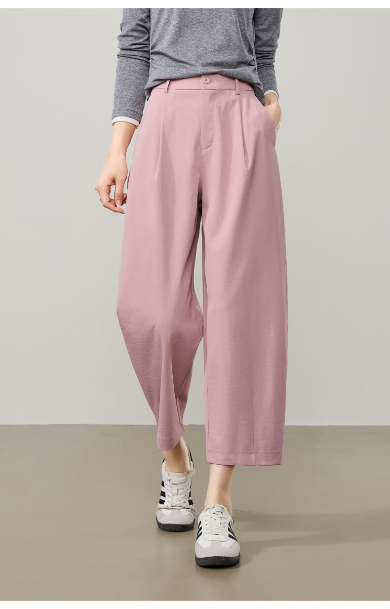 ESE-Y Women's Cropped Sickle Pants 2026 Spring Autumn Slim Fit Petite Harem Casual Pants Beige 29 22