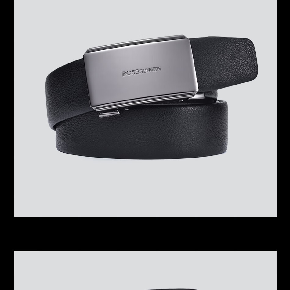 BOSSSUNWEN Men's Genuine Leather First Layer Cowhide Automatic Buckle Belt Anniversary Father's Day Gift for Dad Husband 11