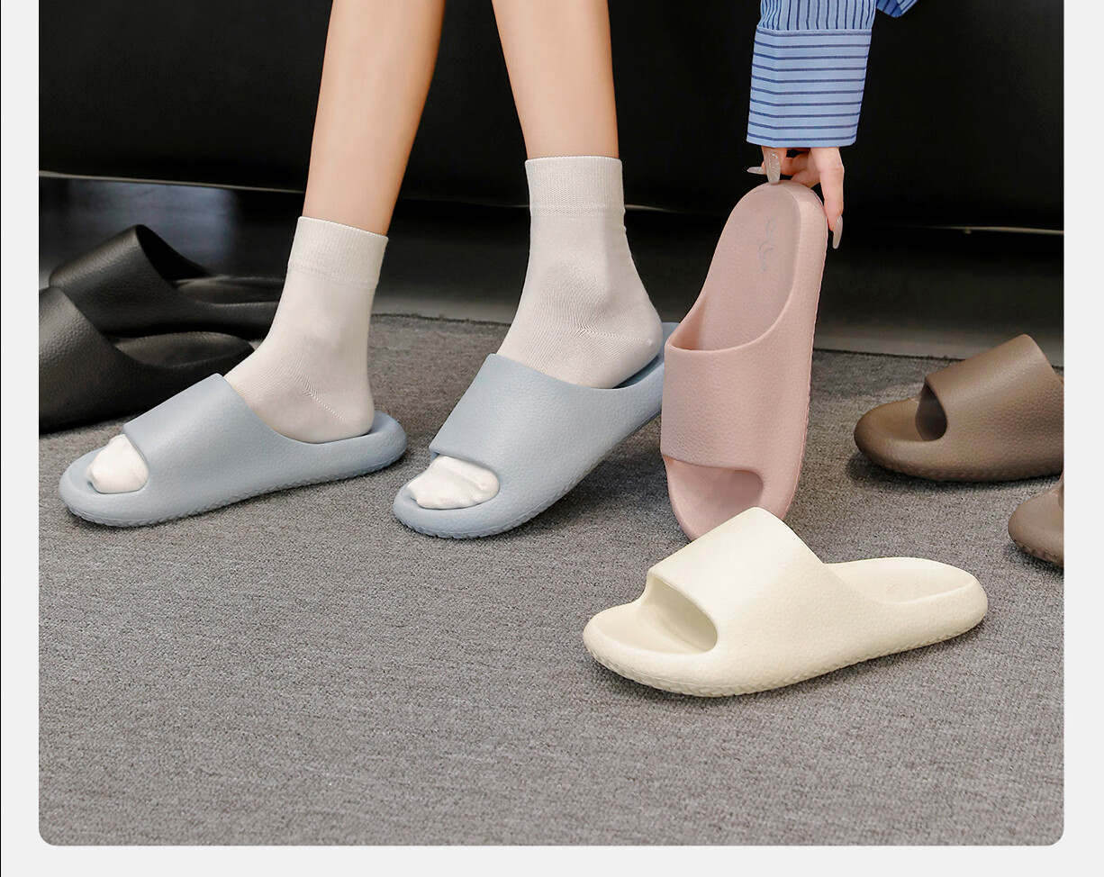 Mercury Home Textiles Litchi Pattern Antibacterial Slippers Women's Summer New Indoor Bathroom Non-Slip Couple Beach Sandals Men 14