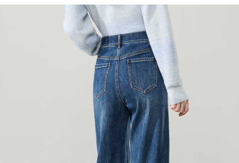 ESE-Y Wide-Leg Retro Petite Straight-Leg Jeans for Women 2026 Spring Slim Fit Black 30 27