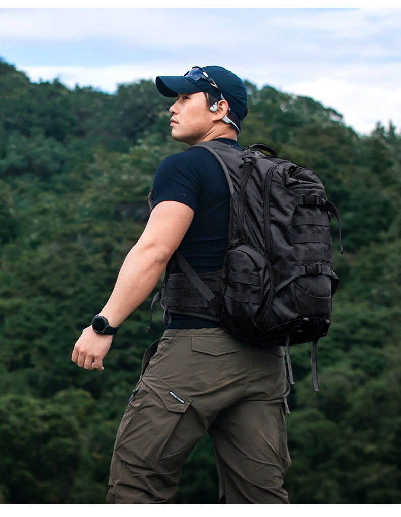 MARDINGTOP Outdoor Hiking Backpack Large Capacity Daily Camping Men's 35L Shoulder Bag [Thunderbolt] Khaki 2