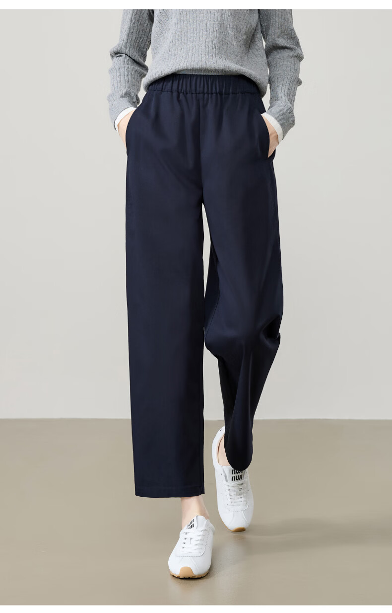 ESE-Y Laisai Cotton Lyocell Scythe Pants Women 26 Spring New Slim Fit Cropped Harem Straight Casual Pants Dark Blue 31 19