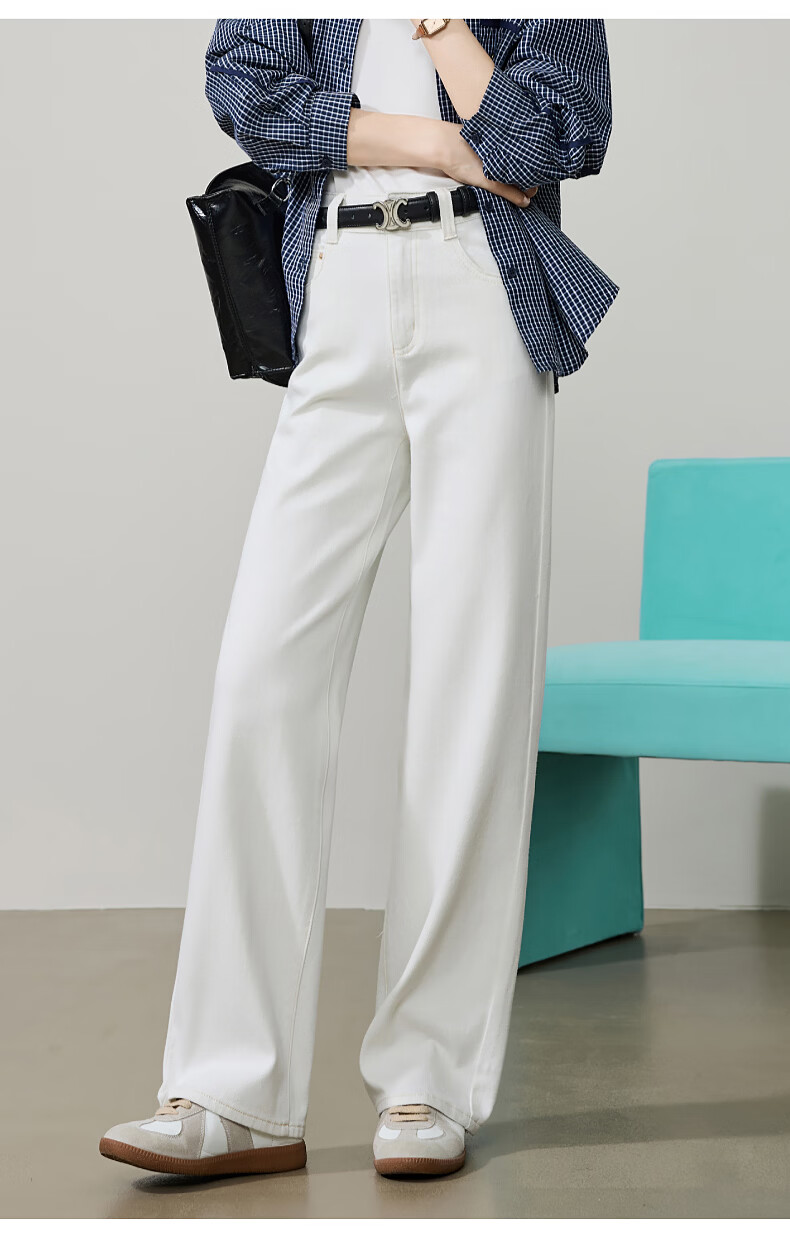 ESE-Y Women's Narrow Wide-Leg Jeans 26 Spring New Stretch Slim Straight Pants Dark Blue 33 20
