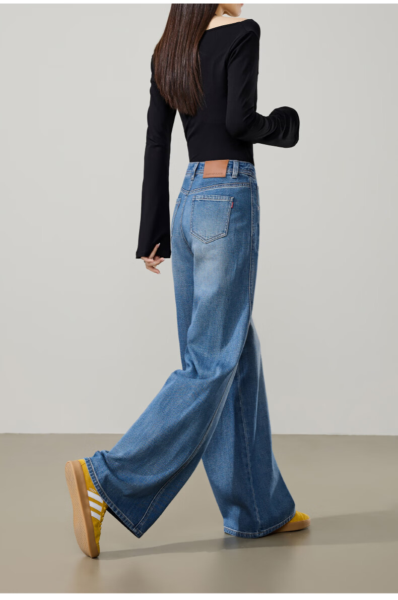 ESE-Y Deconstructed Wide-Leg Pants Women Spring 2026 New Lyocell Cotton Slim High-Waist Straight Denim Jeans Denim Blue 30 19