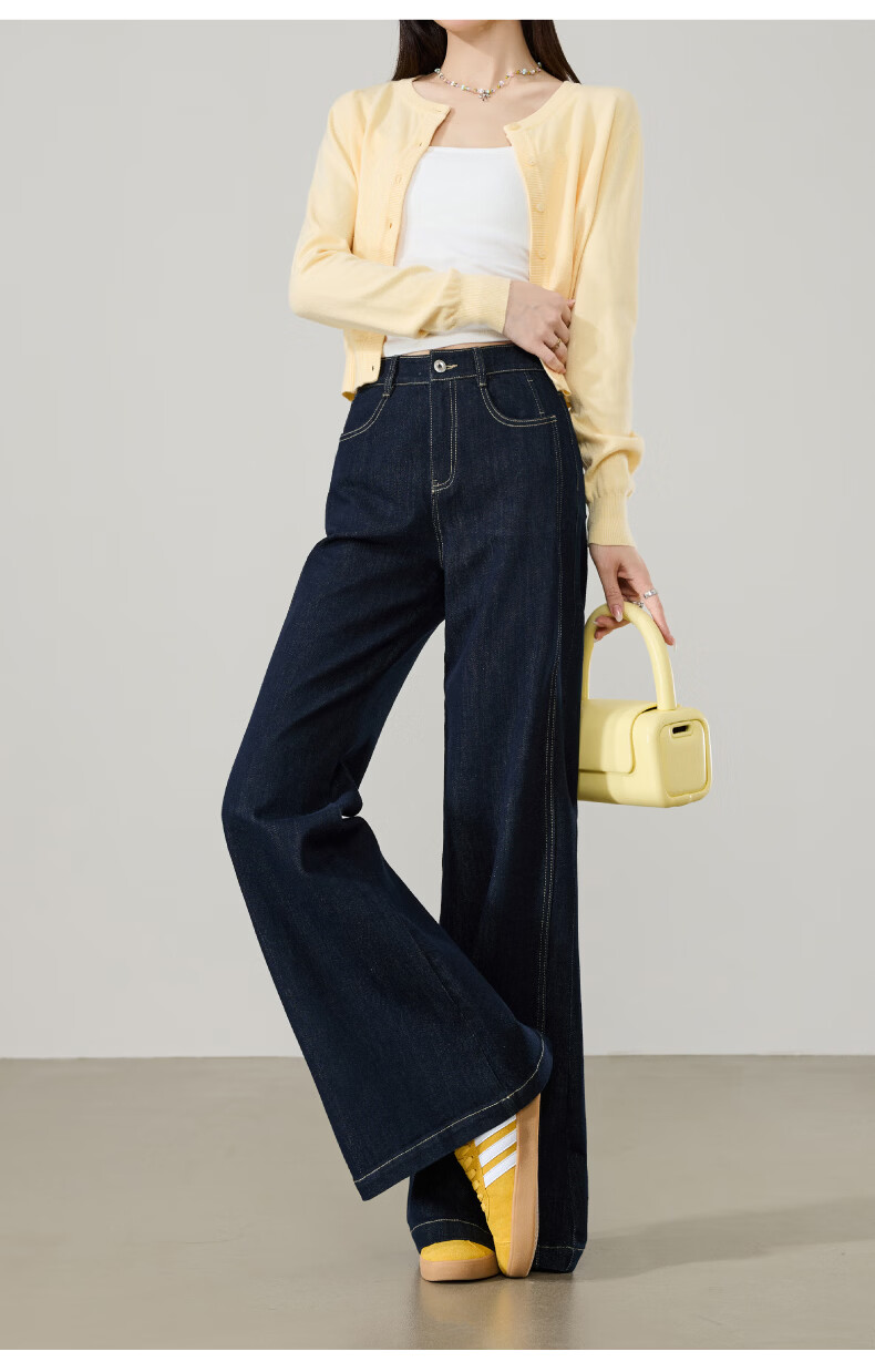 ESE-Y Golden Ratio Flared Jeans for Women 26 Spring New Slim Fit Stretch Cotton Flared Pants Black 25 24