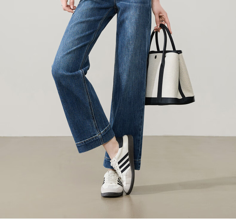 ESE-Y Wide-Leg Retro Petite Straight-Leg Jeans for Women 2026 Spring Slim Fit Black 30 25