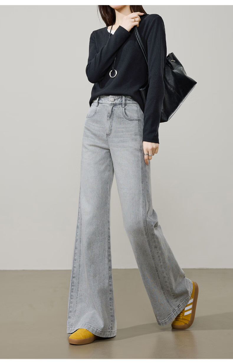 ESE-Y Golden Ratio Flared Jeans for Women 26 Spring New Slim Fit Stretch Cotton Flared Pants Black 25 25