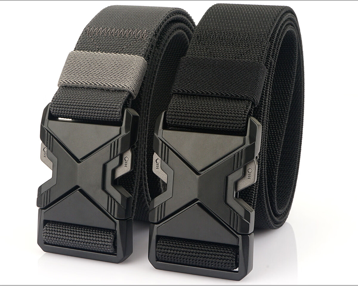 Aoweimei Outdoor Tactical Belt Elastic Nylon Men’s Woven Alloy Automatic Buckle Training Canvas Leather Belt 7