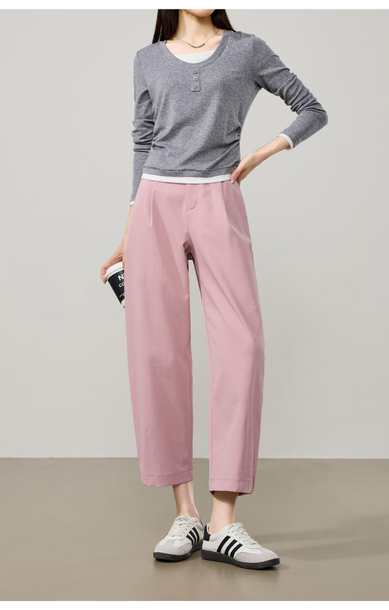 ESE-Y Women's Cropped Sickle Pants 2026 Spring Autumn Slim Fit Petite Harem Casual Pants Beige 29 21