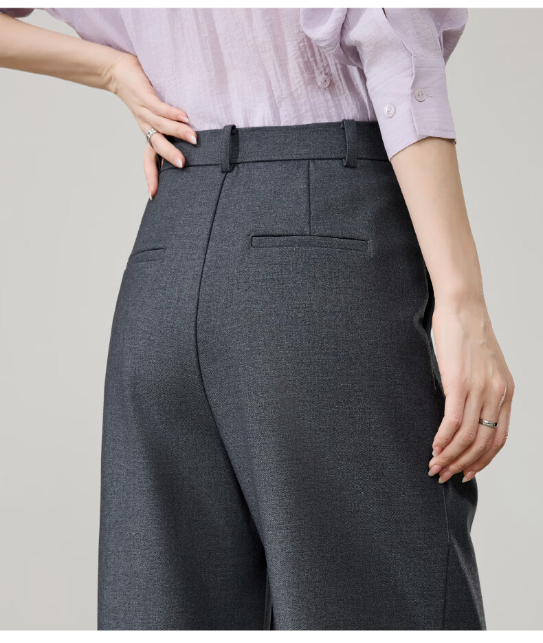 ESE-Y Lyocell Acetate Wide-Leg Suit Pants for Women 26 Spring New High-Intelligence Commuting Wide Straight Pants Gray 31 21