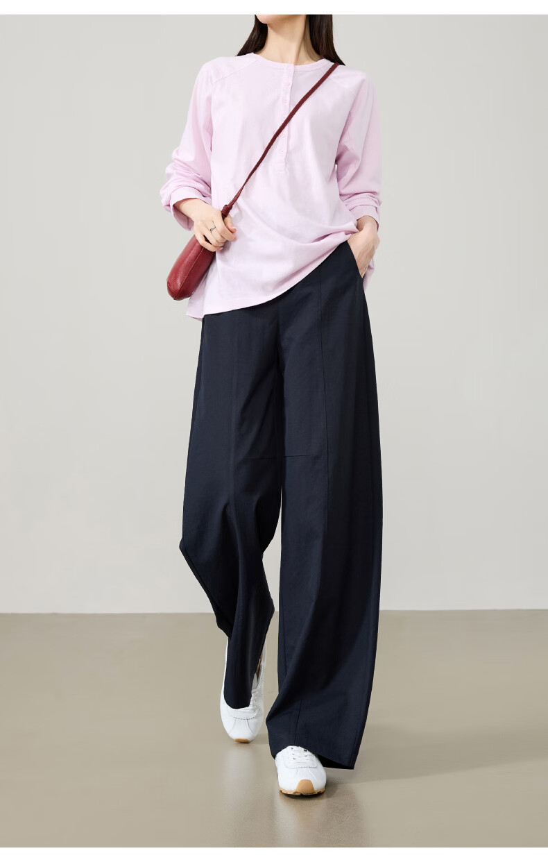 ESE-Y [Sun Protection, Wrinkle-Free] Women's Banana Pants Spring 2026 Slim Fit Easy Care Curved Casual Wide-Leg Light Gray Size 30 20