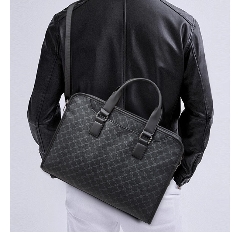 Lao Ren Tou Men's Briefcase Business Handbag Office Travel Shoulder Crossbody 13-inch Laptop Bag Birthday Gift 11