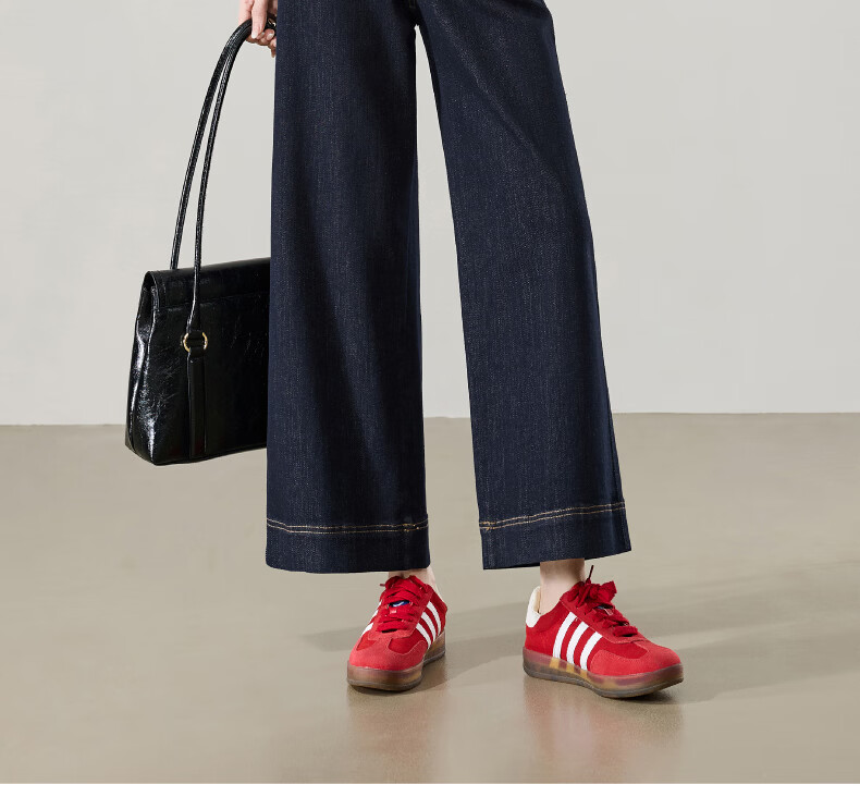 ESE-Y Women's Spring New Straight-Leg Denim Jeans, Nine-Point Wide-Leg Pants, Dark Blue, Size 29 23