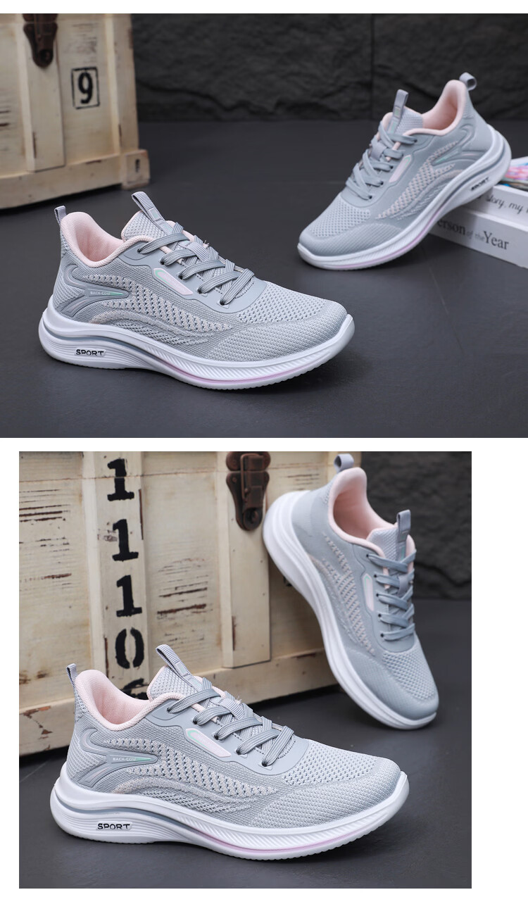 BURUIJING Women's Breathable Mom Sports Casual Shoes Non-slip Old Beijing Cloth Shoes 61129 Pink Size 40 18