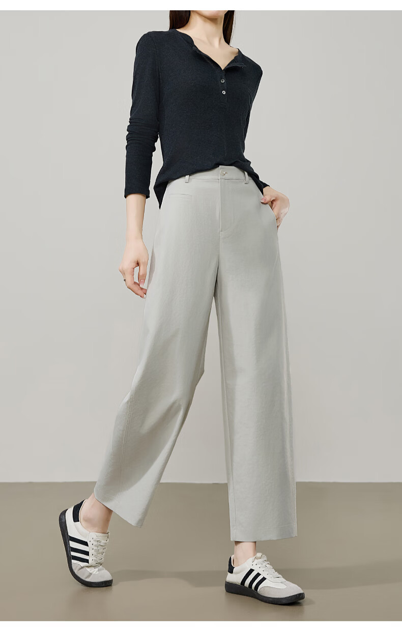 ESE-Y High Waist Cocoon Pants Women 2026 Spring New Slimming Straight Leg Cropped Harem Casual Pants Navy Blue Size 30 19