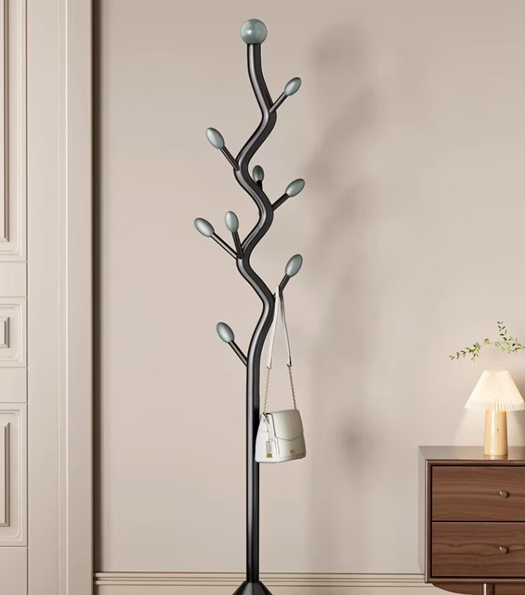 Yixuan Floor Clothes Rack Bedroom Coat Rack Bedside Hanging Rack Simple Standing Home Storage Rack Black 4